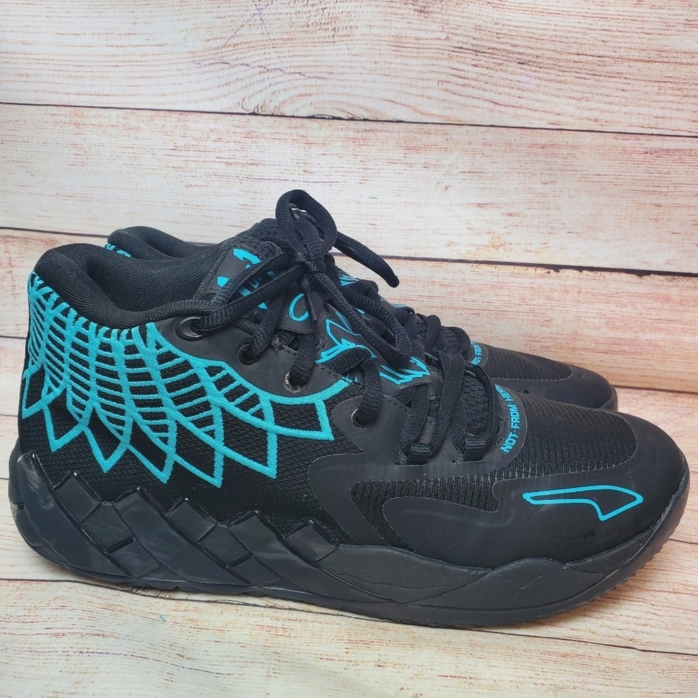 PUMA Mens Size 11.5 MB.01 Buzz City LaMelo Ball Black/Blue Atoll Basketball - Picture 7 of 16